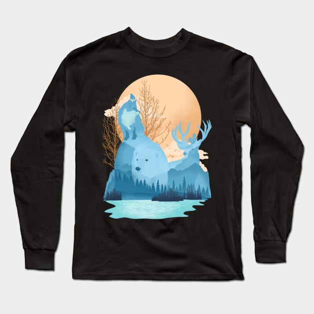 Winter Wildlife Long Sleeve T-Shirt by Sachpica